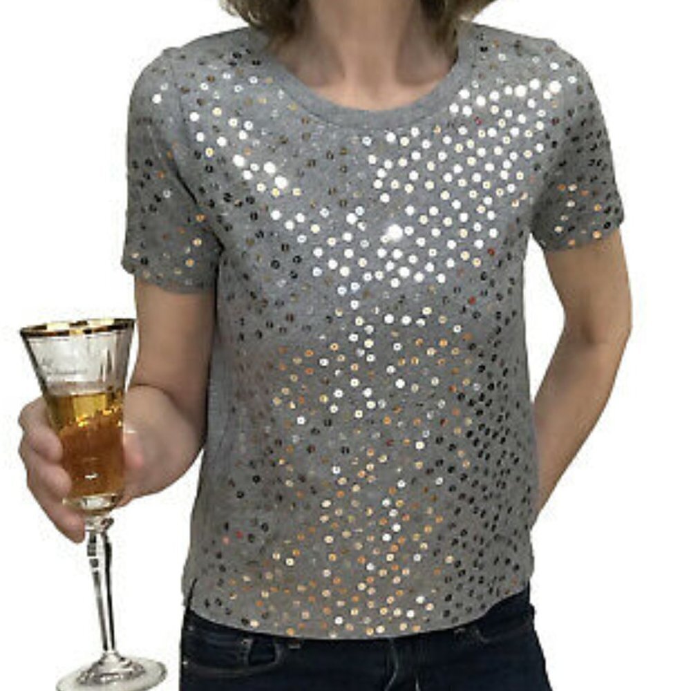 J. Crew Gray‎ Sequined Tee